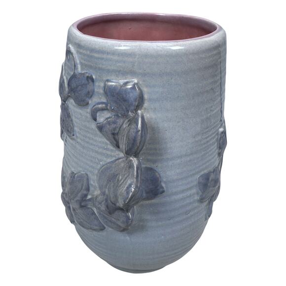 Vintage Red Wing Pottery 1162 Ivy Vase 9" Blue Round Art Flower Decorative - Picture 4 of 8